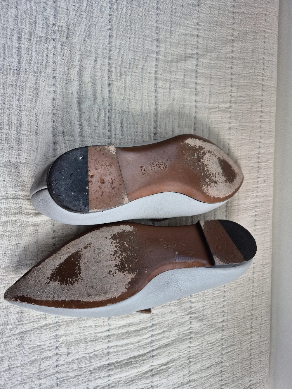 M.Gemi Italian Leather Point Toe Flats In Grey Size 40.5  9.5 - Picture 4 of 7